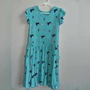 Kyte BABY Teal and Navy Kids Dress with pockets
